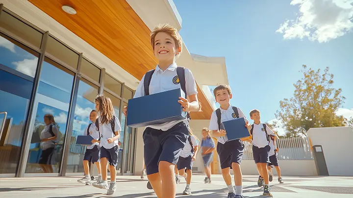 Kids heading home from school with their KeeperBoxes
