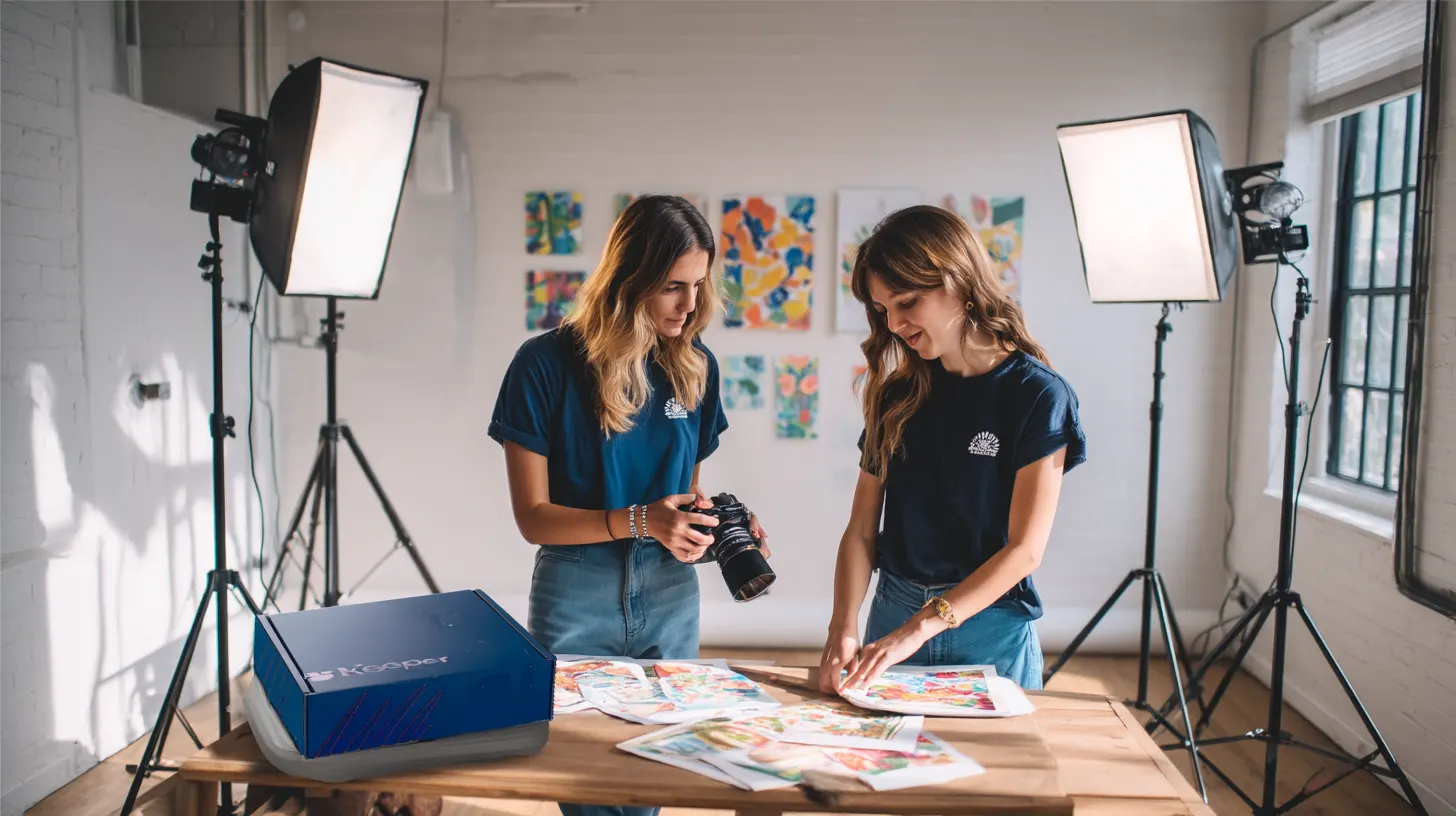 The KeeperBox team scanning a child's artwork